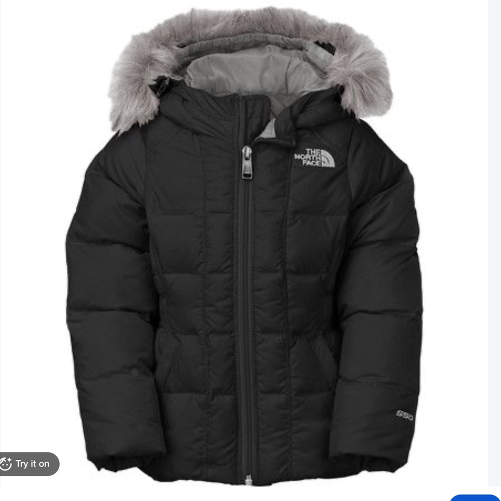 The North Face Kids Black Puffer Jacket with Faux Fur Hood Trim